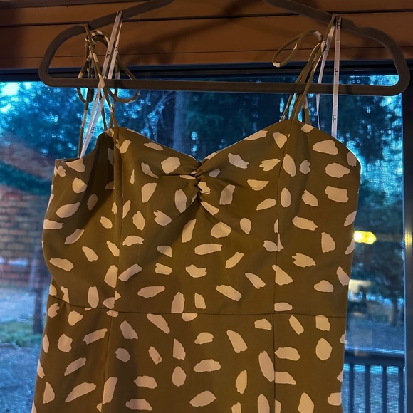 Lulus Olive Green Spotted Midi Dress - Picture 6 of 9